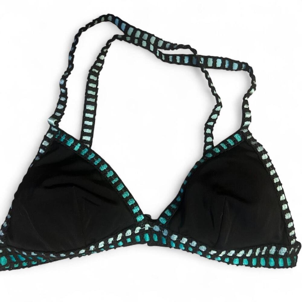 Victorias secret black and Teal triangle Bikini top Small‎